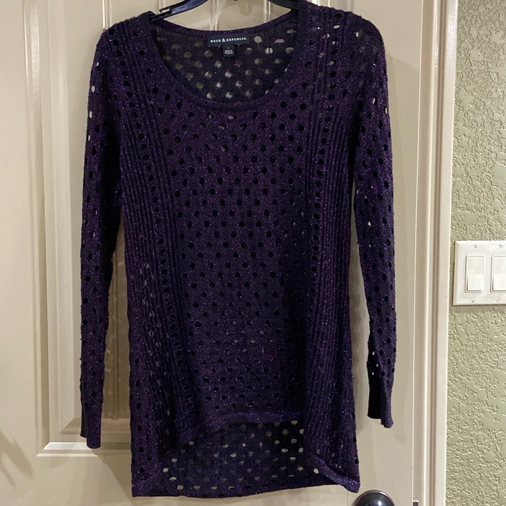 Metallic Purple And Black Sweater By Rock  Republic Brand Nwot